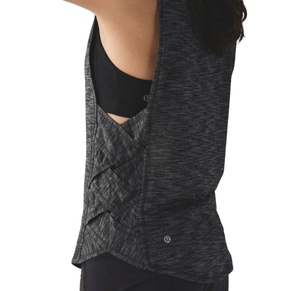 LULULEMON ATHLETICA Var-city Muscle Tank in Heathered Black Size 6